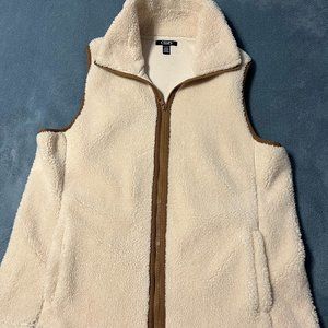 Chaps Faux Shearling Zip Front Vest